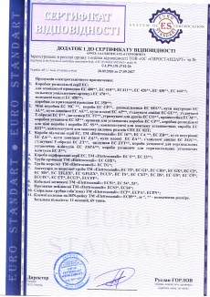 Додаток до сертифікату